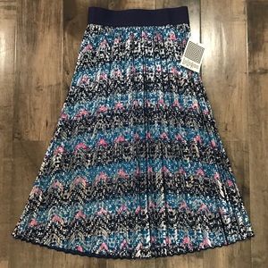 METALLIC Silver & Blue Pleated Skirt